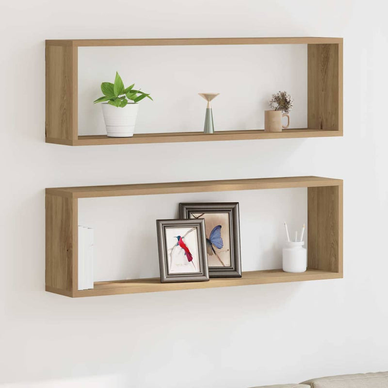 Wandschappen 2 St 80X15X26 Cm Bewerkt Hout Kleurig