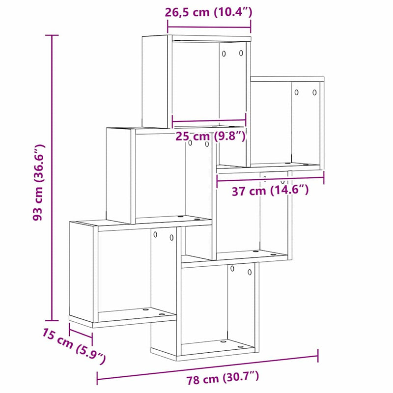 Wandplank Met Plank 78 X 15 X 92 Cm Bewerkt Hout