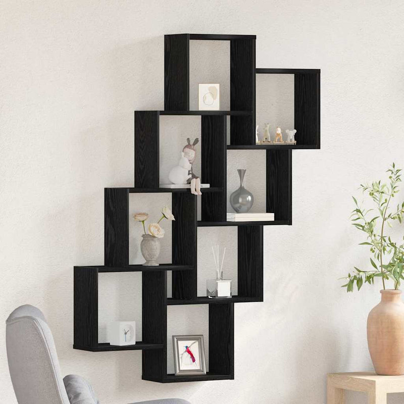 Wandschap Kubus 90X15X119,5 Cm Bewerkt Hout Artisanaal Eiken