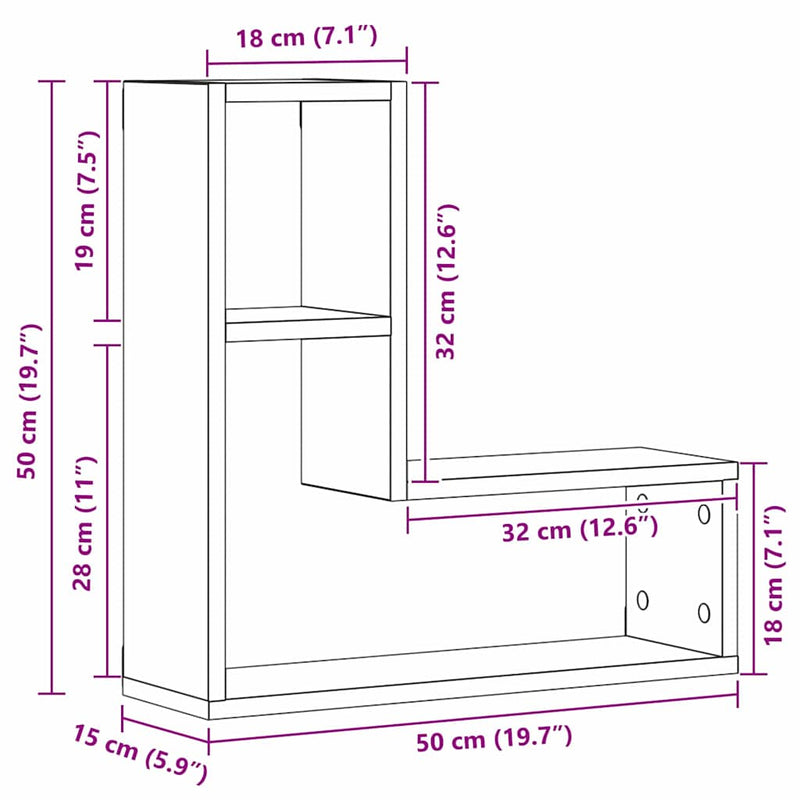 Wandplanken 2 Pcs 50 X 15 X 85 Cm Bewerkt Hout