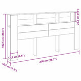 Hoofdeinde Kas 200 X 18,5 X 104,5 Cm Bewerkt Hout