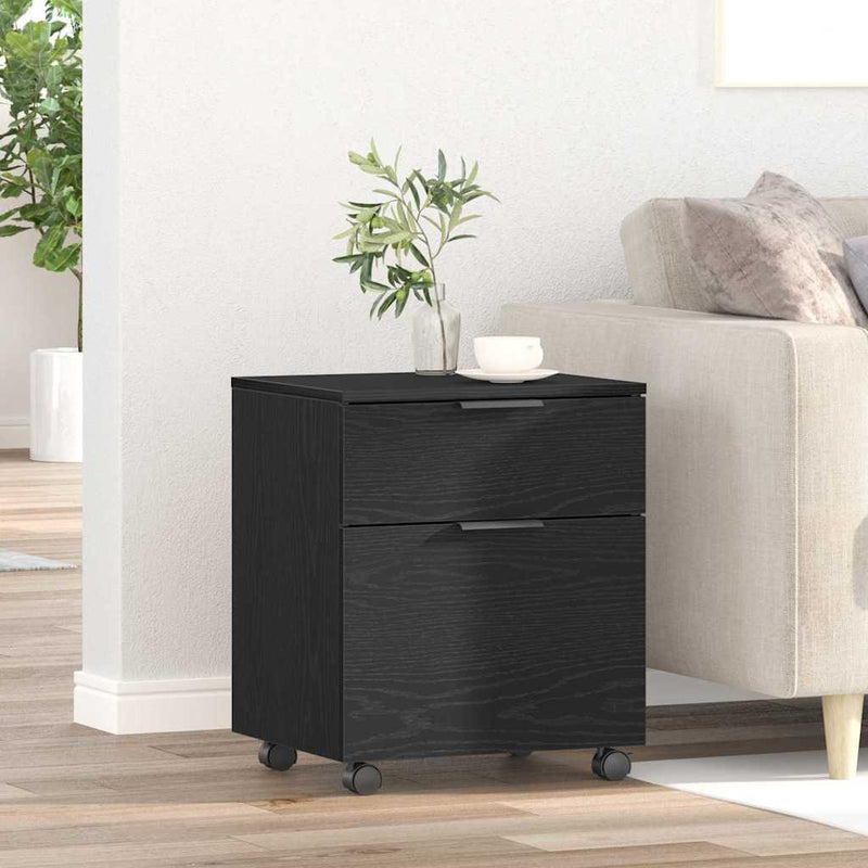 Dossierkast Verrijdbaar 45X38X54 Cm Hout Artisanaal Eikenkleur