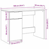 Bureau Met Lade 100 X 50 X 75 Cm Bewerkt Hout