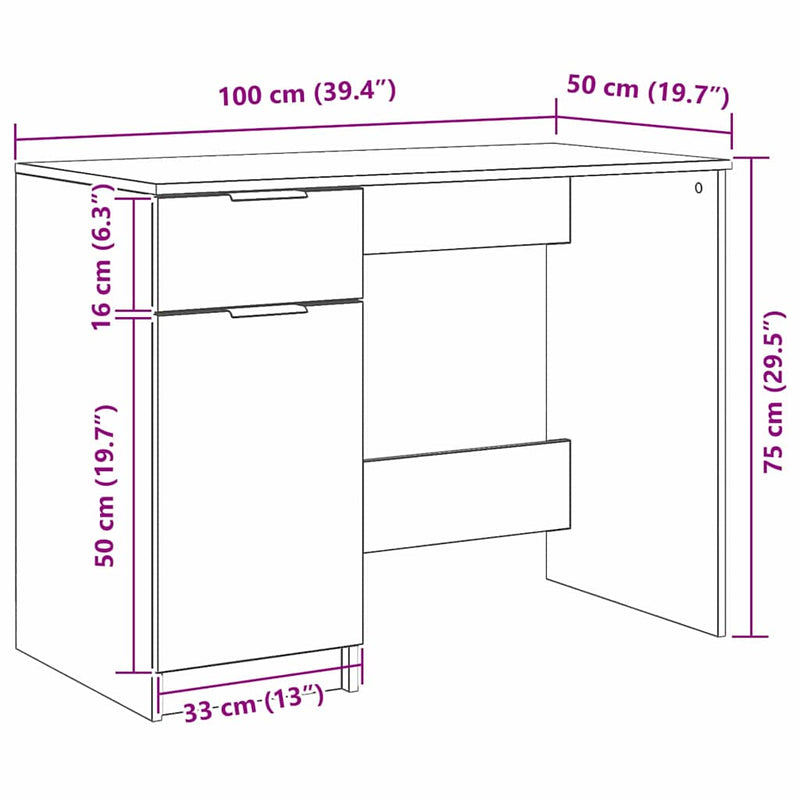 Bureau Met Lade 100 X 50 X 75 Cm Bewerkt Hout