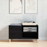 Platenkast Met Plank Bewerkt Hout