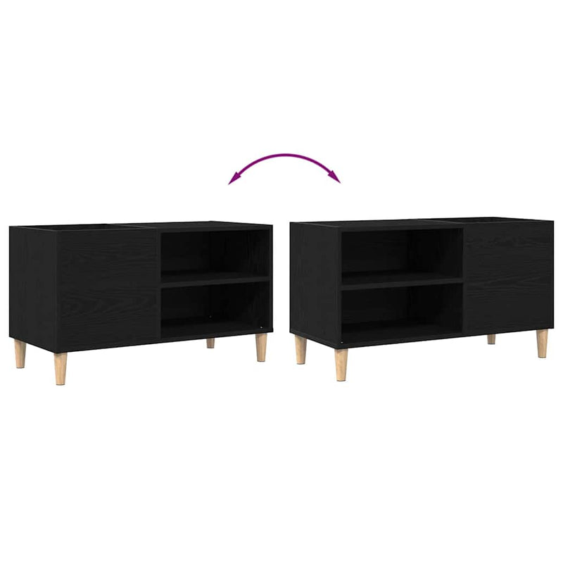 Platenkast Met Plank Bewerkt Hout