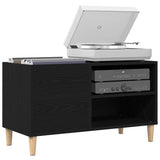 Platenkast Met Plank Bewerkt Hout