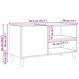 Platenkast Met Plank Bewerkt Hout