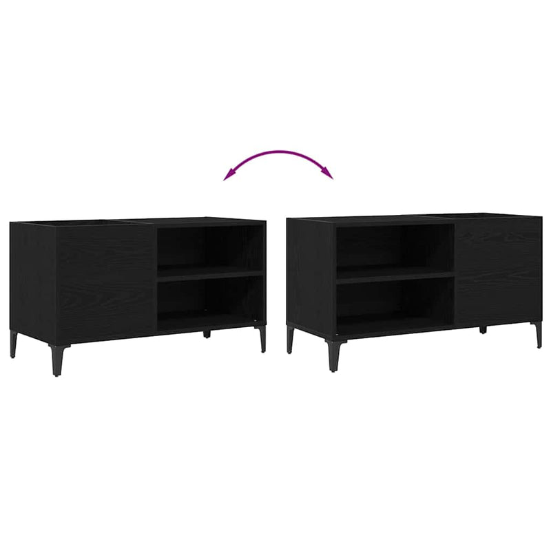 Platenkast Met Plank Bewerkt Hout