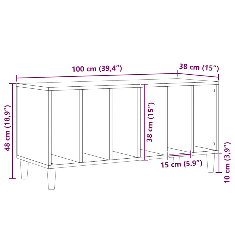 Platenkast Met Plank 100 X 38 X 48 Cm Bewerkt Hout
