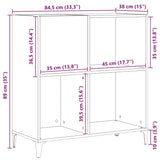 Platenkast Met Plank 84,5 X 38 X 89 Cm Bewerkt Hout