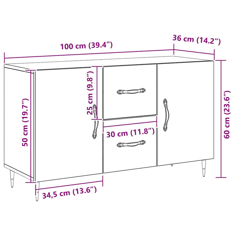 Dressoir Met Lade 100 X 36 X 60 Cm Bewerkt Hout