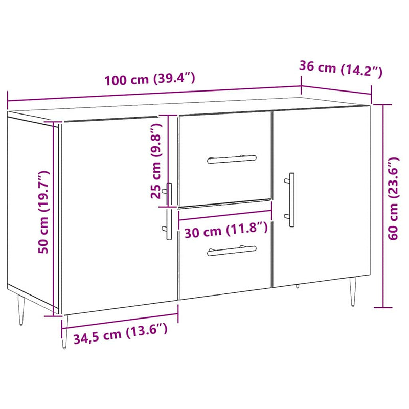 Dressoir Met Lade 100 X 36 X 60 Cm Bewerkt Hout