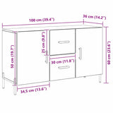 Dressoir Met Lade 100 X 36 X 60 Cm Bewerkt Hout
