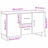 Dressoir Met Lade 100 X 36 X 60 Cm Bewerkt Hout