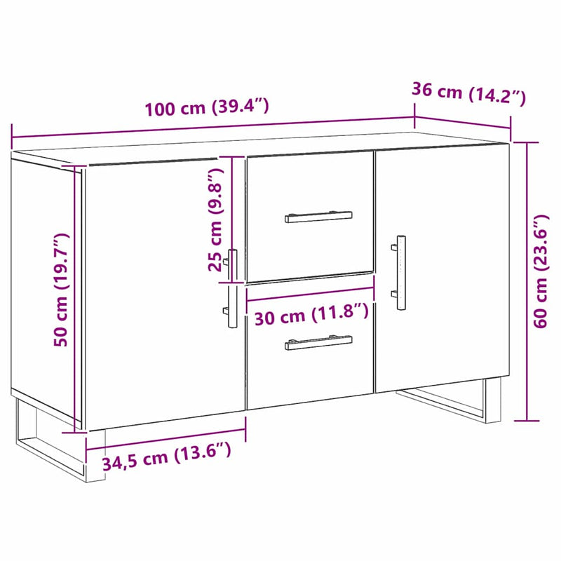 Dressoir Met Lade 100 X 36 X 60 Cm Bewerkt Hout