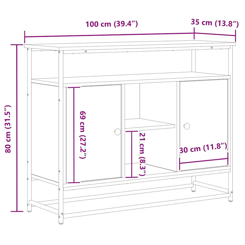 Dressoir 100 X 35 X 80 Cm Bewerkt Hout