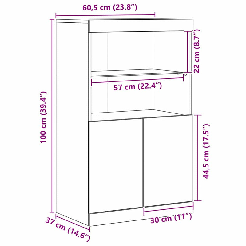 Dressoir Bruin 60 X 37 X 100 Cm Bewerkt Hout