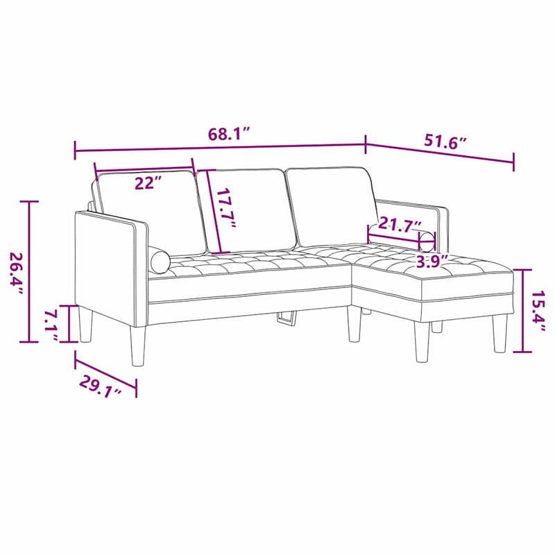 Bankstel 2 Pcs 173 X 131 X 67 Cm Stof