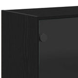 Highboard Zwart 68 X 37 X 142 Cm Bewerkt Hout
