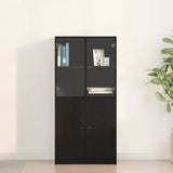 Highboard Zwart 68 X 37 X 142 Cm Bewerkt Hout
