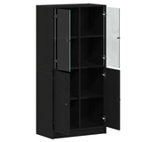 Highboard Zwart 68 X 37 X 142 Cm Bewerkt Hout