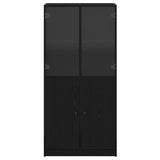 Highboard Zwart 68 X 37 X 142 Cm Bewerkt Hout