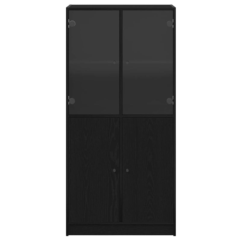 Highboard Zwart 68 X 37 X 142 Cm Bewerkt Hout