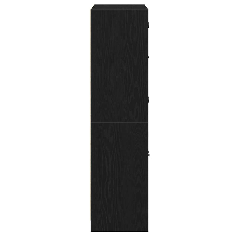 Highboard Zwart 68 X 37 X 142 Cm Bewerkt Hout