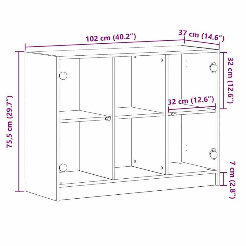 Dressoir 102 X 37 X 75.5 Cm Bewerkt Hout