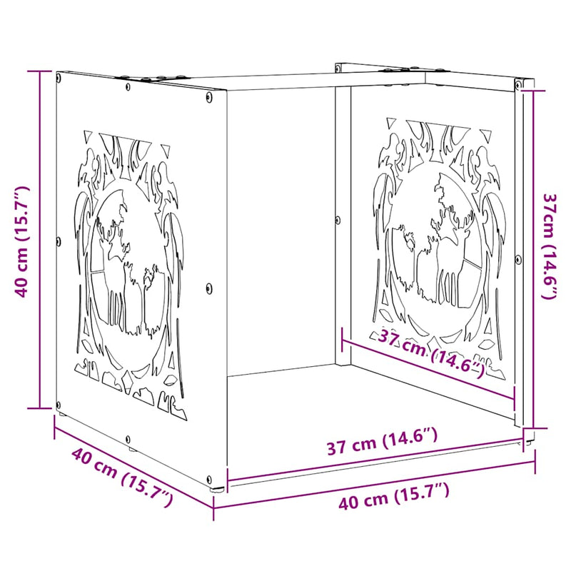 Brandhoutrek 40X40X40 Cm Koudgewalst Staal Wit