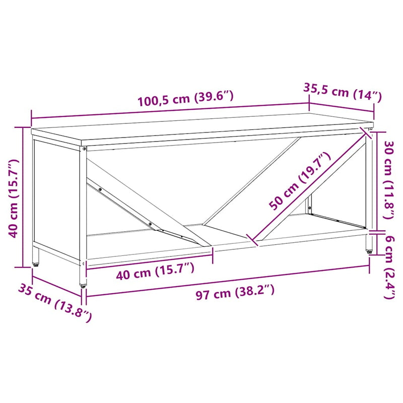 Brandhoutrek Met Houten Blad 100,5X35,5X40 Cm