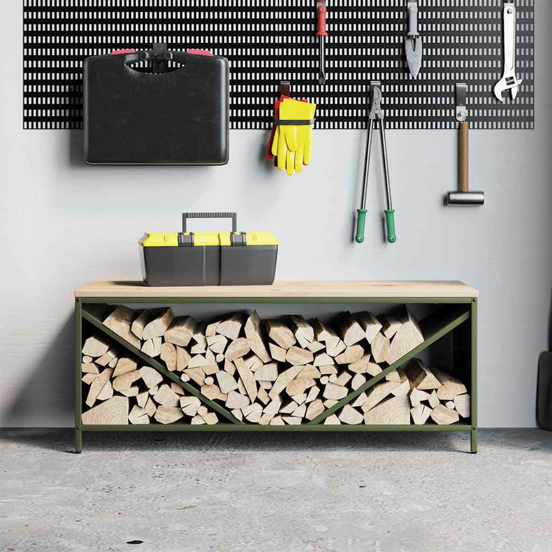 Brandhoutrek Met Houten Blad 100,5X35,5X40 Cm