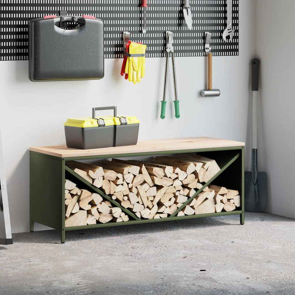 Brandhoutrek Met Houten Blad 100,5X35,5X40 Cm