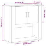 Wandkast Met Plank 80 X 33 X 80 Cm Bewerkt Hout