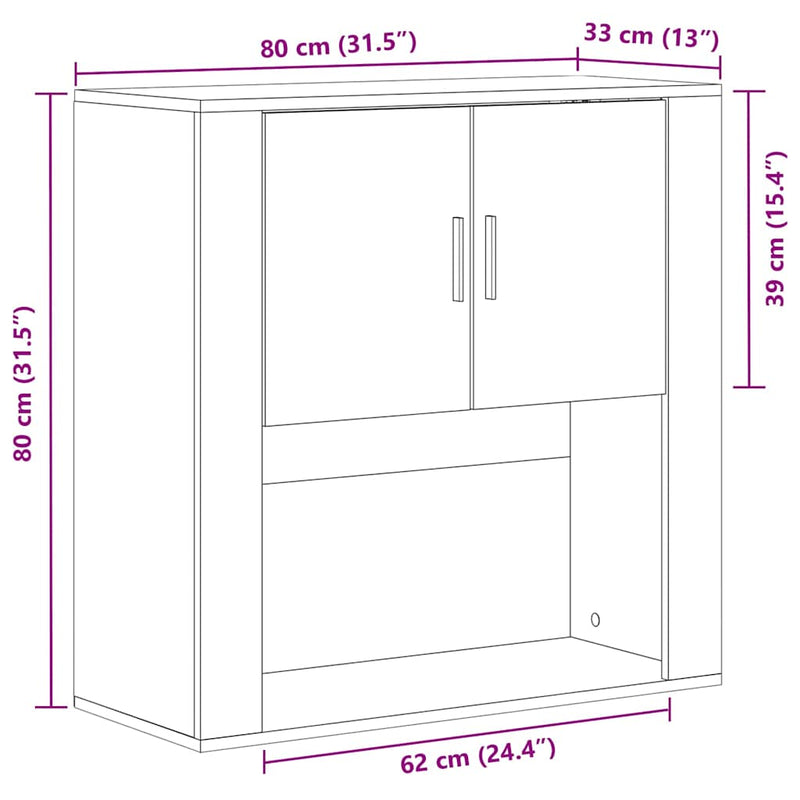 Wandkast Met Plank 80 X 33 X 80 Cm Bewerkt Hout