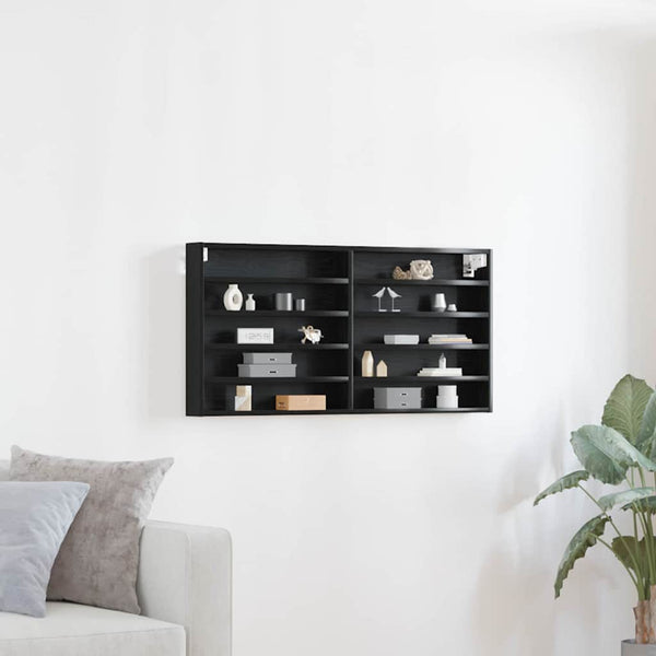 Tentoonselkast Met Plank Anders Zwart Eiken 100 X 8.5 X 50 Cm