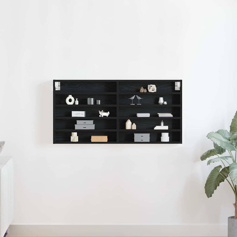 Tentoonselkast Met Plank Anders Zwart Eiken 100 X 8.5 X 50 Cm