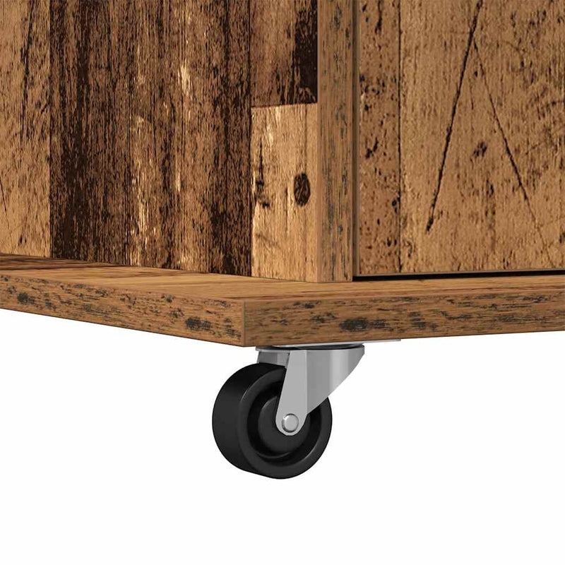 Podium Met Lade Met Wiel 55 X 55 X 107 Cm Bewerkt Hout