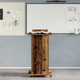Podium Met Lade Met Wiel 55 X 55 X 107 Cm Bewerkt Hout