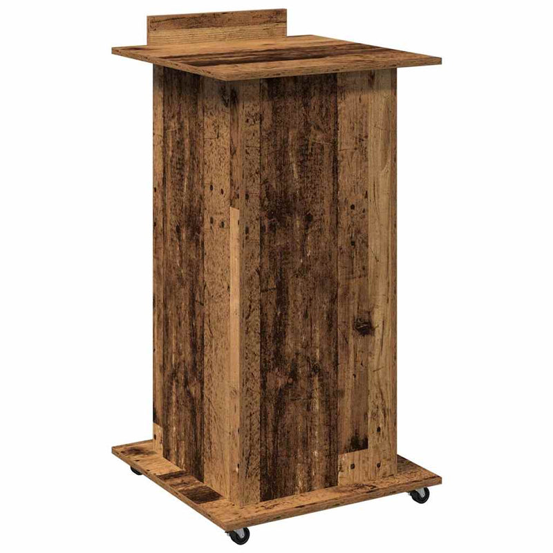 Podium Met Lade Met Wiel 55 X 55 X 107 Cm Bewerkt Hout