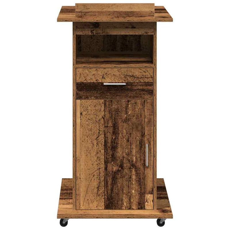 Podium Met Lade Met Wiel 55 X 55 X 107 Cm Bewerkt Hout