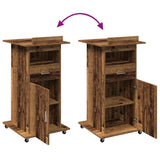 Podium Met Lade Met Wiel 55 X 55 X 107 Cm Bewerkt Hout