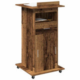 Podium Met Lade Met Wiel 55 X 55 X 107 Cm Bewerkt Hout