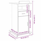 Podium Met Lade Met Wiel 55 X 55 X 107 Cm Bewerkt Hout