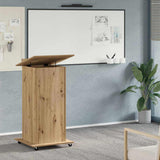 Podium Met Lade Met Wiel 55 X 55 X 107 Cm Bewerkt Hout