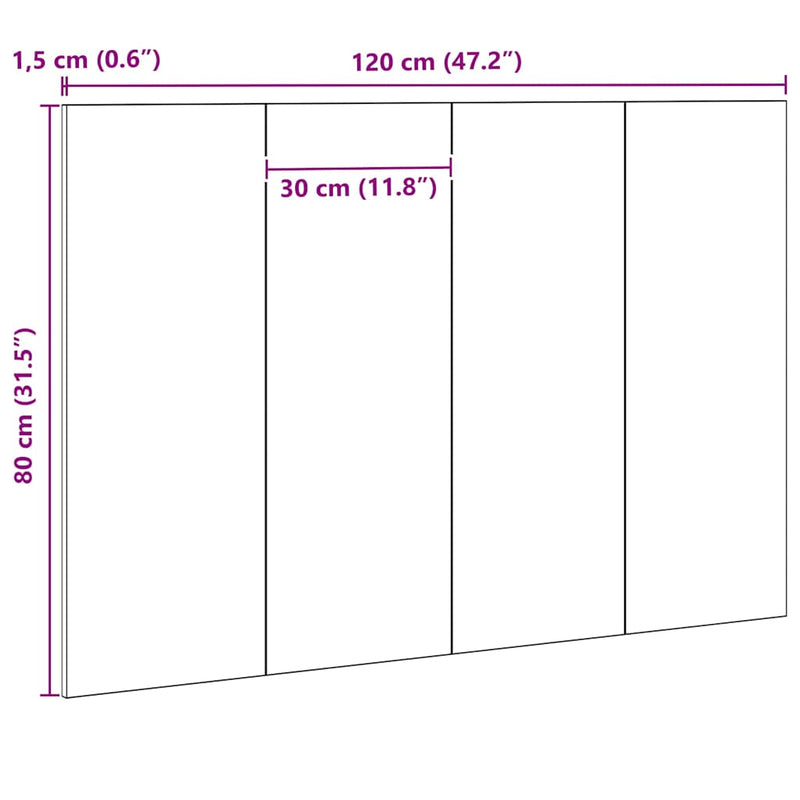 Hoofdbord 120 X 1,5 X 80 Cm Bewerkt Hout