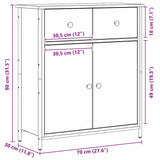 Dressoir 70X30X80 Cm Bewerkt Hout En Staal Kleurig