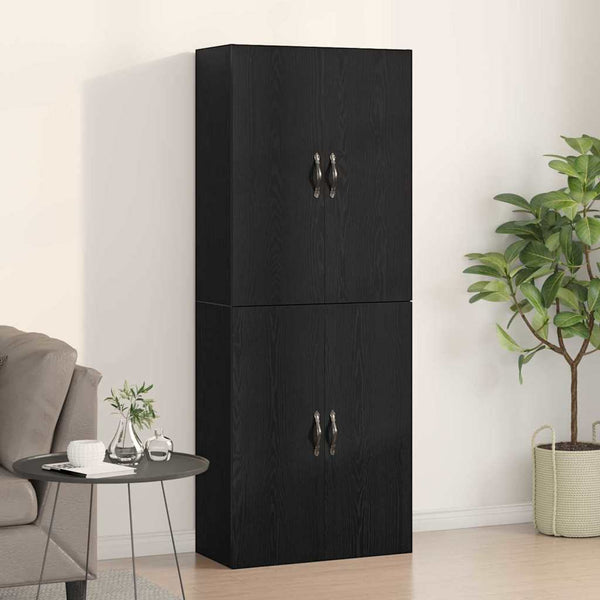 Wandkast 2 Pcs 69.5 X 34 X 90 Cm Bewerkt Hout Zwart Eiken