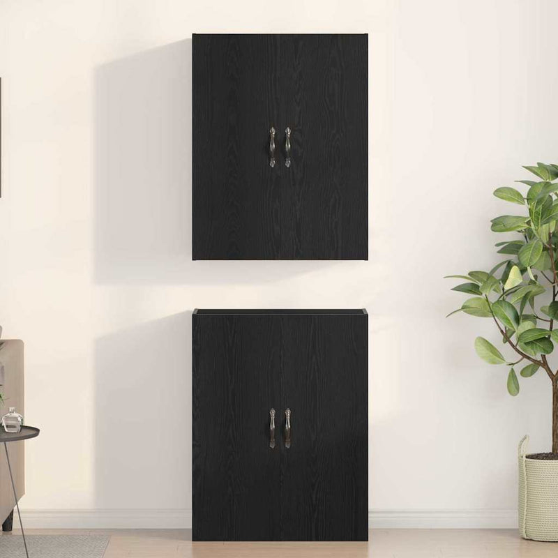 Wandkast 2 Pcs 69.5 X 34 X 90 Cm Bewerkt Hout Zwart Eiken